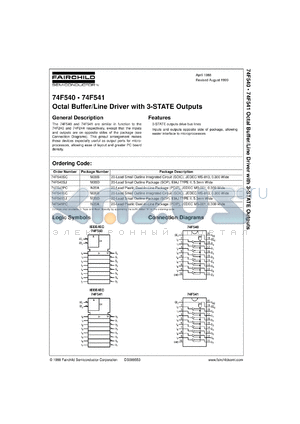 74F540SCX datasheet - Octal Buffer/Line Driver with 3-STATE Outputs (Inverting)