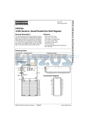 74F675ASCX datasheet - 16-Bit Serial-In Serial/Parallel-Out Shift Register
