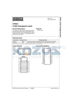 74F841SCX datasheet - 10-Bit Transparent Latch