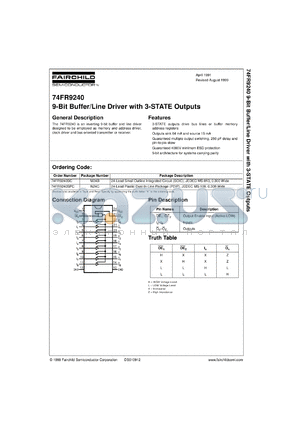 74FR9240SCX datasheet - 9-Bit Buffer/Line Driver with 3-STATE Outputs