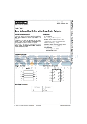 74LCX07M datasheet - Low Voltage Hex Buffer with Open Drain Outputs