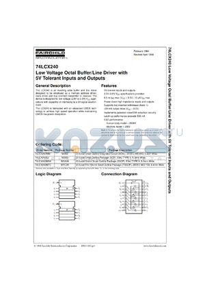 74LCX240CW datasheet - Low-Voltage Octal Buffer/Line Driver with 5V Tolerant Inputs and Outputs