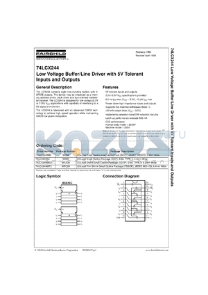 74LCX244CW datasheet - Low Voltage Buffer/Line Driver with 5V Tolerant Inputs and Outputs
