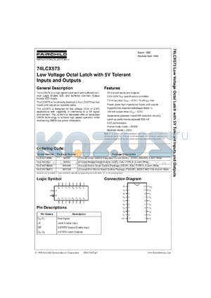 74LCX573WMX datasheet - Low Voltage Octal Latch with 5V Tolerant Input and Outputs