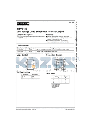 74LVQ125SCX datasheet - Low Voltage Quad Buffer with 3-STATE Outputs