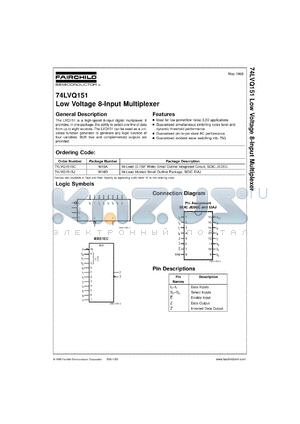 74LVQ151SJX datasheet - Low Voltage 8-Input Multiplexer