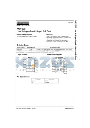 74LVQ32SJX datasheet - Low Voltage Quad 2-Input OR Gate