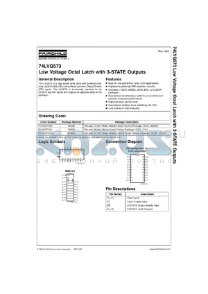 74LVQ573SJX datasheet - Low Voltage Octal Latch with 3-STATE Outputs [Advanced]