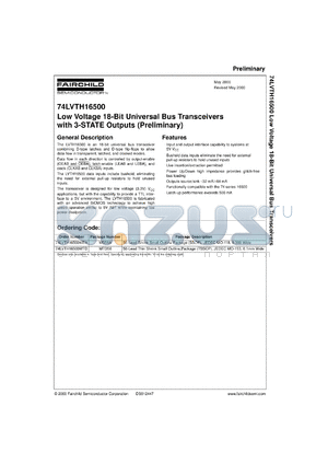74LVTH16500MTDX datasheet - Low Voltage 18-Bit Universal Bus Transceivers with 3-STATE Outputs (Preliminary) [Advanced]