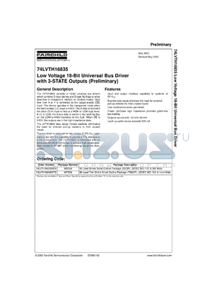 74LVTH16835MEAX datasheet - Low Voltage 18-Bit Universal Bus Driver with 3-STATE Outputs (Preliminary) [Advanced]