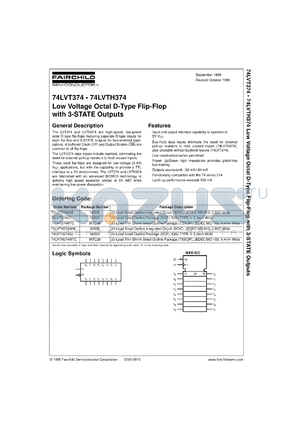 74LVTH374MTCX datasheet - Low Voltage Octal D-Type Flip-Flop with 3-STATE Outputs