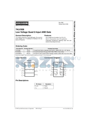 74LVX08SJX datasheet - Low Voltage Quad 2-Input AND Gate