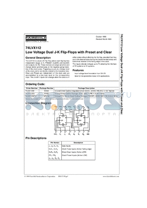 74LVX112SJX datasheet - Low Voltage Dual J-K Flip-Flops with Preset and Clear