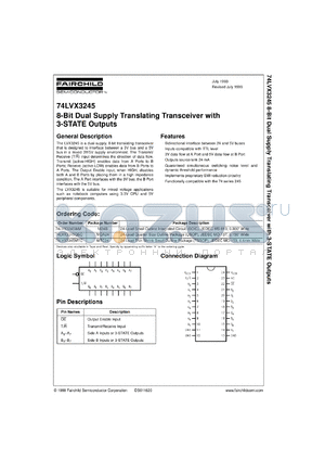 74LVX3245WMX datasheet - 8-Bit Dual Supply Translating Transceiver with 3-STATE Outputs