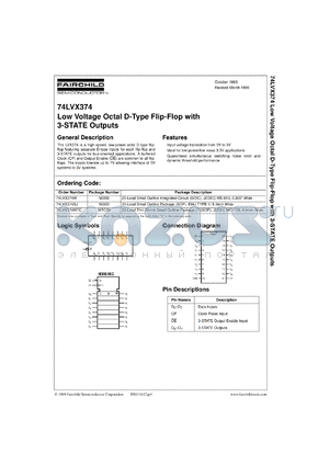 74LVX374MX datasheet - Low Voltage Octal D-Type Flip-Flop with 3-STATE Outputs