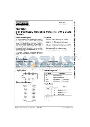 74LVX4245CW datasheet - 8-Bit Dual Supply Translating Transceiver with 3-STATE Outputs