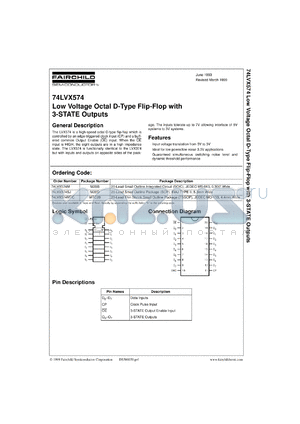 74LVX574MX datasheet - Low Voltage Octal D-Type Flip-Flop with 3-STATE Outputs