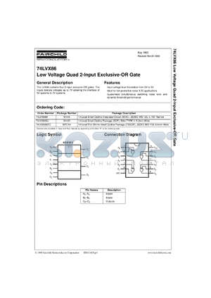 74LVX86MSCX datasheet - Low Voltage Quad 2-Input Exclusive-OR Gate