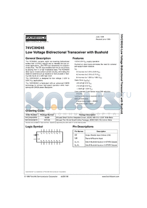74VCXH245WMX datasheet - Low Voltage Bidirectional Transceiver with Bushold