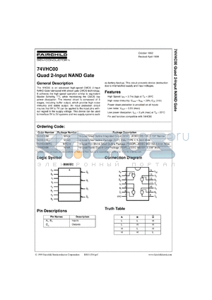 74VHC00CW datasheet - Quad 2-Input NAND Gate