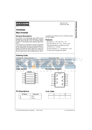 74VHC04MSCX datasheet - Hex Inverter