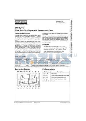 74VHC112SJX datasheet - Dual J-K Flip-Flops with Preset and Clear