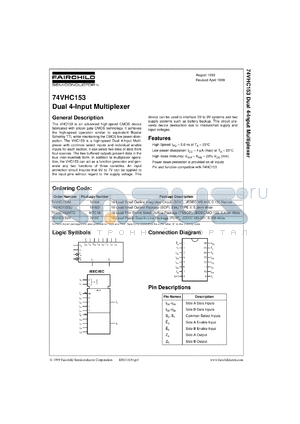 74VHC153MTCX datasheet - Dual 4-Input Multiplexer