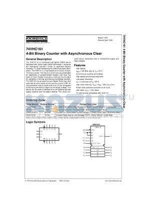 74VHC161MTCX datasheet - 4-Bit Binary Counter with Asynchronous Clear