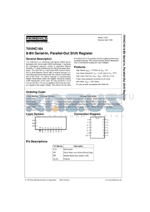 74VHC164CW datasheet - 8-Bit Serial-In Parallel-Out Shift Register