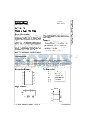 74VHC175MX datasheet - Quad D-Type Flip-Flop