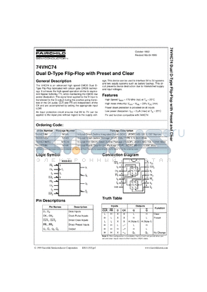 74VHC74MX datasheet - Dual D-Type Flip-Flop with Preset and Clear