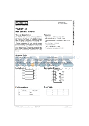 74VHCT14AMX datasheet - Hex Schmitt Inverter