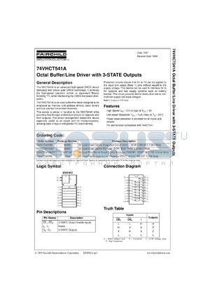 74VHCT541ASJX datasheet - Octal Buffer/Line Driver with 3-STATE Outputs