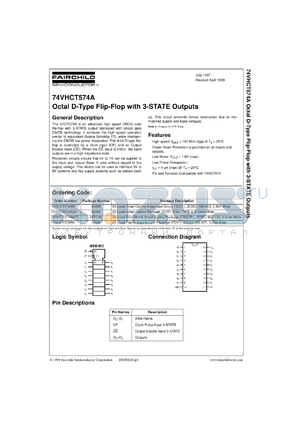 74VHCT574ACW datasheet - Octal D-Type Flip-Flop with 3-STATE Outputs