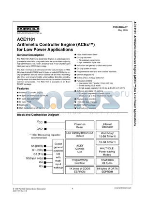 ACE1101N datasheet - Arithmetic Controller Engine (ACEx) for Low Power Applications