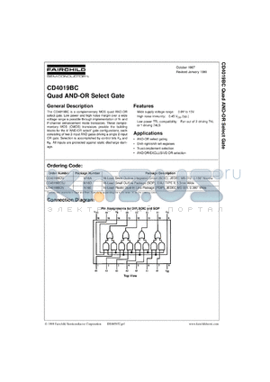 CD4019BCSJX datasheet - Quad AND-OR Select Gate