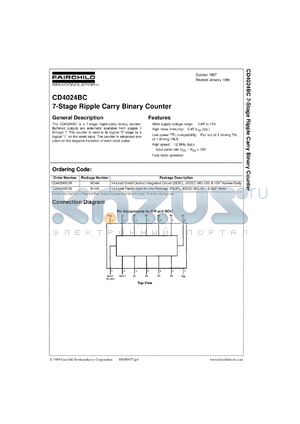 CD4024BCMX datasheet - 7-Stage Ripple Carry Binary Counter