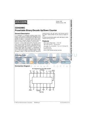 CD4029BCSJX datasheet - Presettable Binary/Decade Up/Down Counter