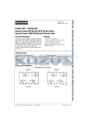CD4071BCCW datasheet - Quad 2-Input OR/AND Buffered B Series Gate