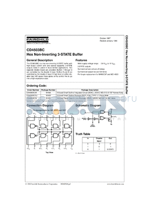 CD4503BCMX datasheet - Hex Non-Inverting 3-STATE Buffer