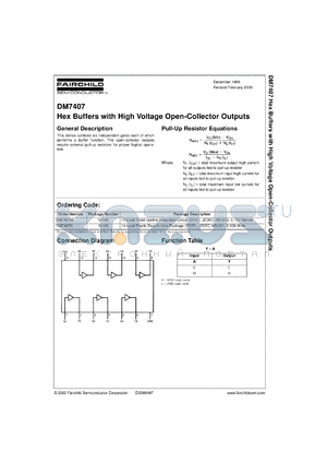 DM7407CW datasheet - Hex Buffer/Driver with High-Voltage Open-Collector Outputs