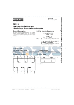 DM7416N datasheet - Hex Inverting Buffer/Driver with High-Voltage Open-Collector Outputs