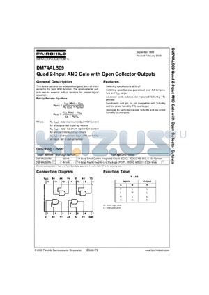 DM74ALS09MX datasheet - Quad 2-Input AND Gates with Open Collector Outputs