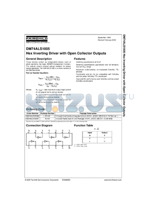 DM74ALS1005MX datasheet - Hex Inverting Driver with Open Collector Outputs