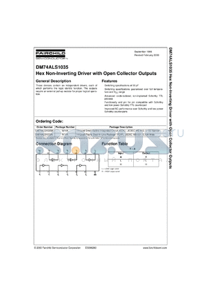 DM74ALS1035N datasheet - Hex Non-Inverting Driver with Open Collector Outputs