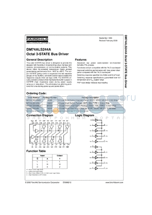 DM74ALS244ASJX datasheet - Octal 3-STATE Bus Driver