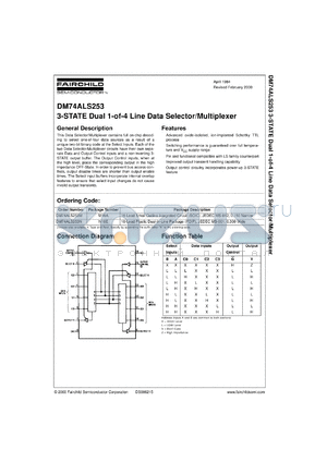 DM74ALS253MX datasheet - 3-STATE Dual 1 of 4 Line Data Selector/Multiplexer