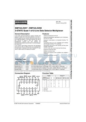 DM74ALS257MX datasheet - 3-STATE Quad 1-of-2 Line Data Selector/Multiplexer