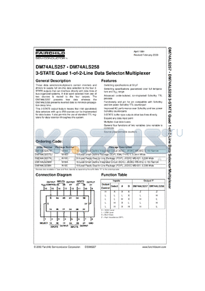 DM74ALS257SJX datasheet - 3-STATE Quad 1-of-2 Line Data Selector/Multiplexer