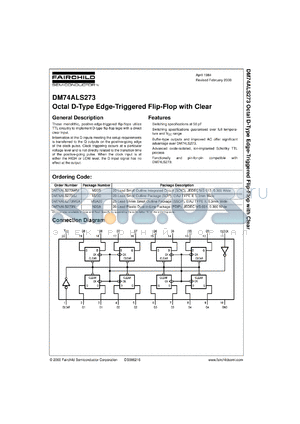 DM74ALS273WMX datasheet - Octal D-Type Edge-Triggered Flip-Flops with Clear Inputs